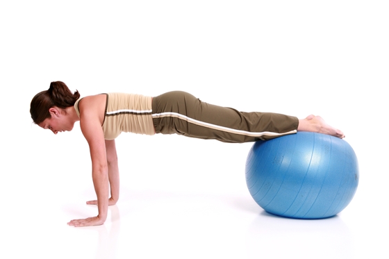 Push Up on an Exercise Ball